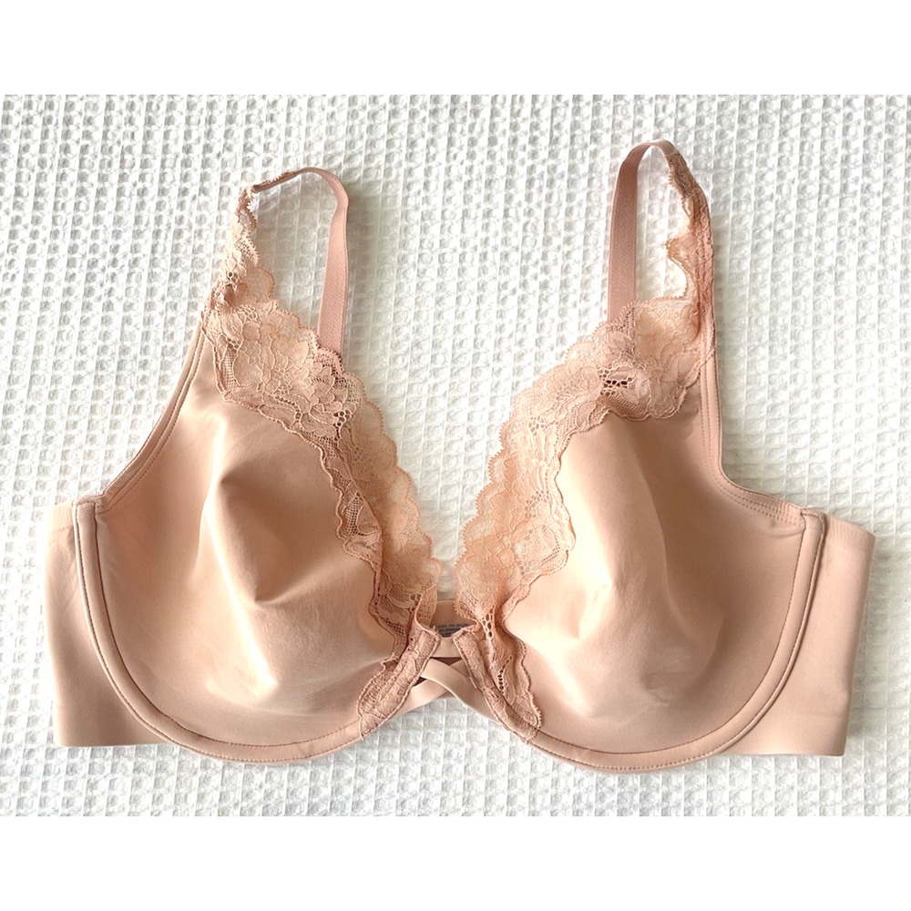 Soma Essentials Bra Size 38DD Unlined Lace Trim Plunge Underwire